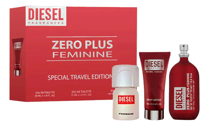 Diesel Zero Plus Feminine Women Gift Set Perfume 2.5oz 75ml EAU DE TOILETTE SPRAY