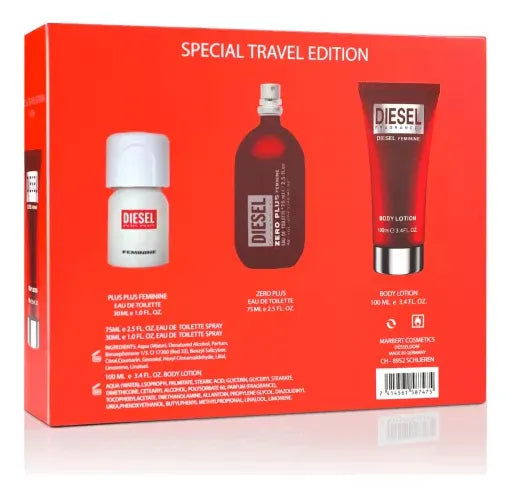 Diesel Zero Plus Feminine Women Gift Set Perfume 2.5oz 75ml EAU DE TOILETTE SPRAY