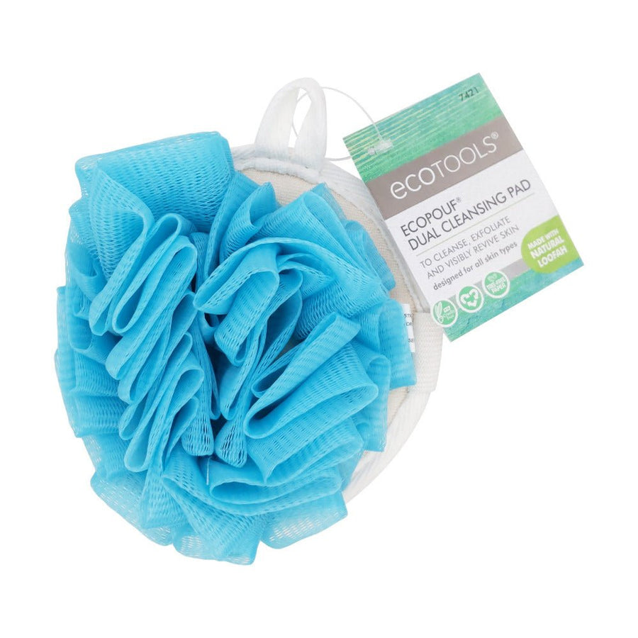 Ecotools Ecopouf Dual Cleansing Pad Skin Cleansing Brush Heads Tools Natural Loofah and Recycled Netting