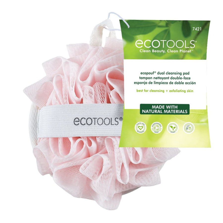 Ecotools Ecopouf Dual Cleansing Pad Skin Cleansing Brush Heads Tools Natural Loofah and Recycled Netting