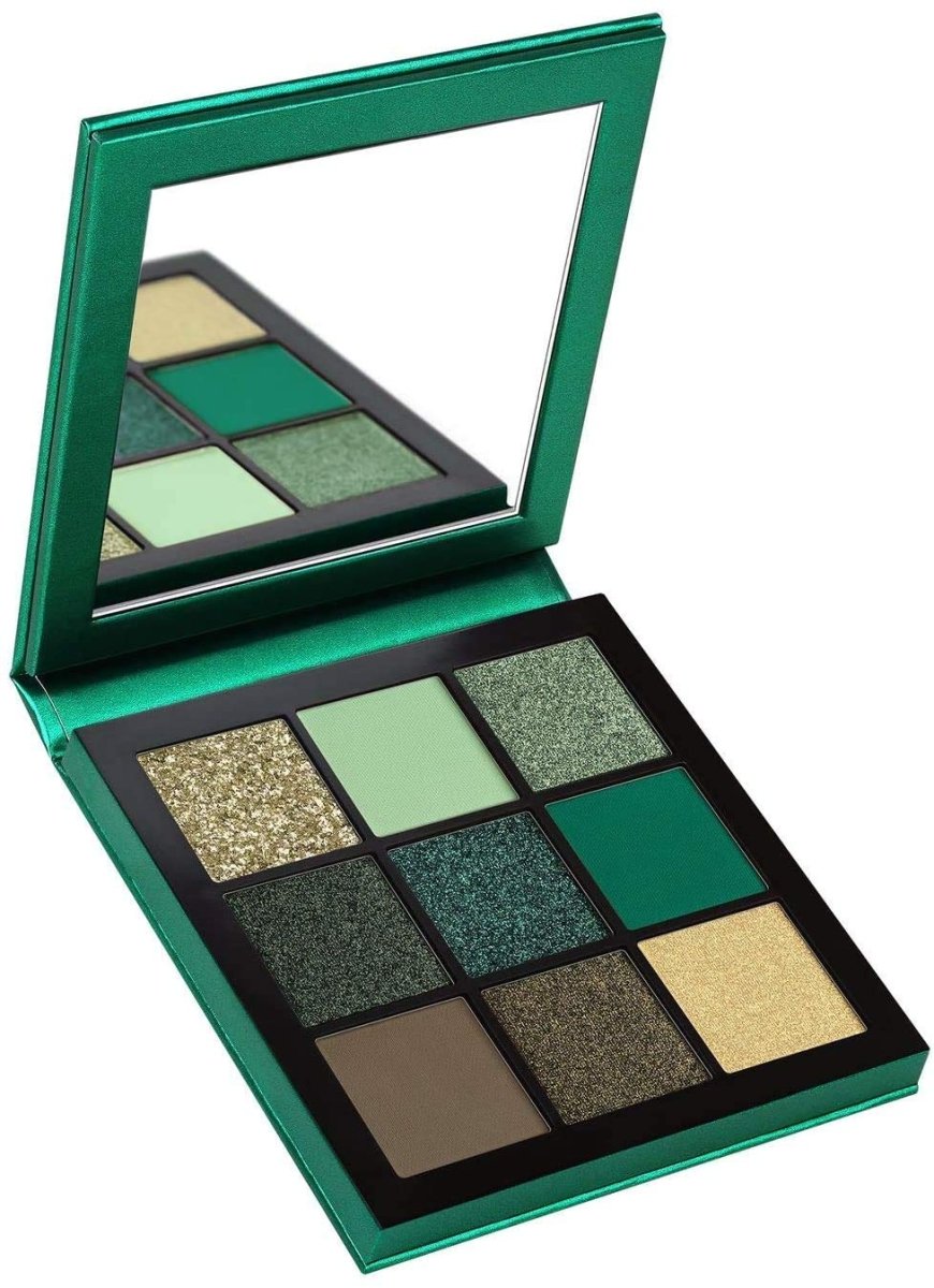 Huda Beauty Emerald Obsessions Eye Shadow 0.35oz 10g, Nine Highly Pigmented Mattes and Striking Shimmers