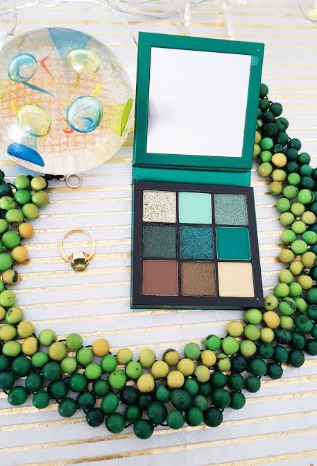 Huda Beauty Emerald Obsessions Eye Shadow 0.35oz 10g, Nine Highly Pigmented Mattes and Striking Shimmers