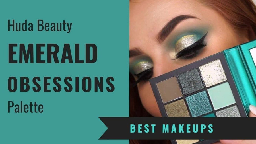 Huda Beauty Emerald Obsessions Eye Shadow 0.35oz 10g, Nine Highly Pigmented Mattes and Striking Shimmers