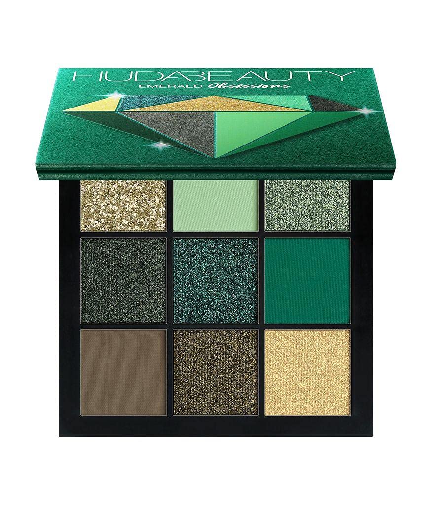 Huda Beauty Emerald Obsessions Eye Shadow 0.35oz 10g, Nine Highly Pigmented Mattes and Striking Shimmers