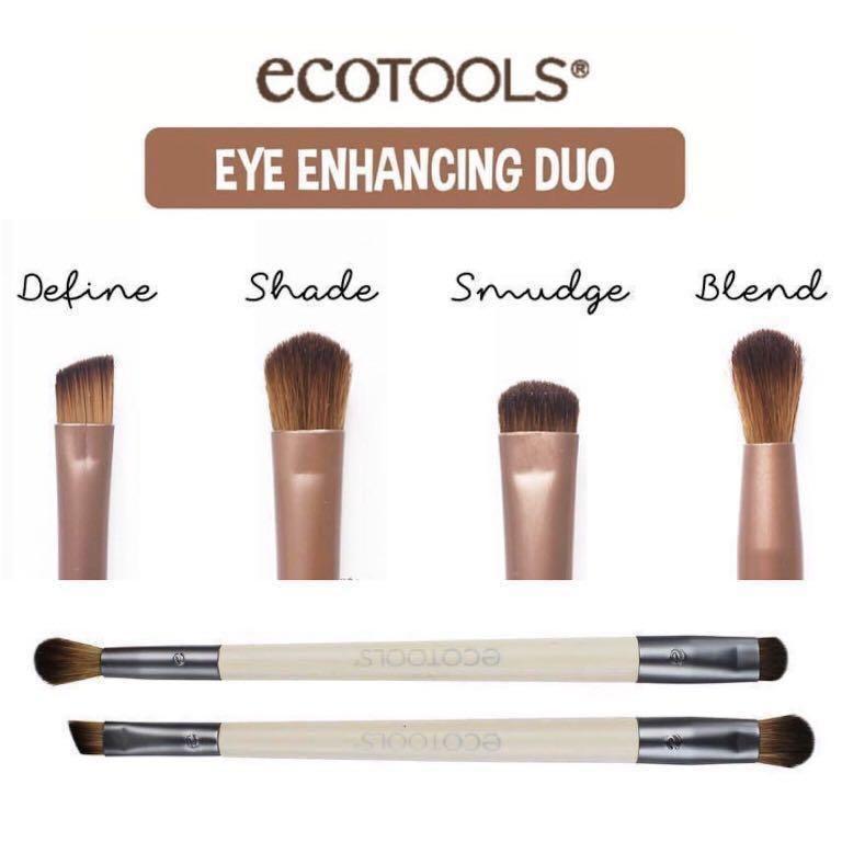 Ecotools Enhancing Eyeshadow Brush Duo Makeup Brush Set Tools 4 Different Brush Heads