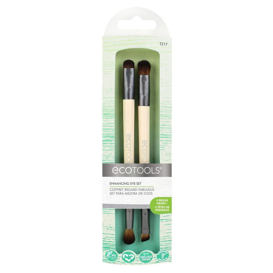 Ecotools Enhancing Eyeshadow Brush Duo Makeup Brush Set Tools 4 Different Brush Heads