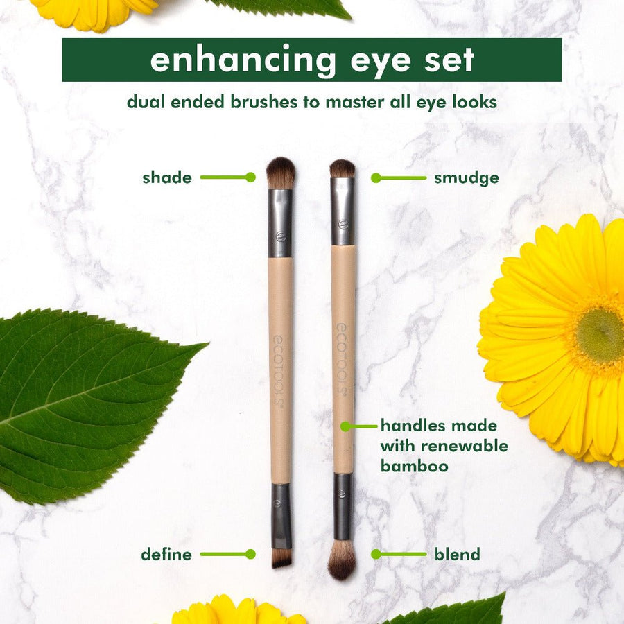 Ecotools Enhancing Eyeshadow Brush Duo Makeup Brush Set Tools 4 Different Brush Heads