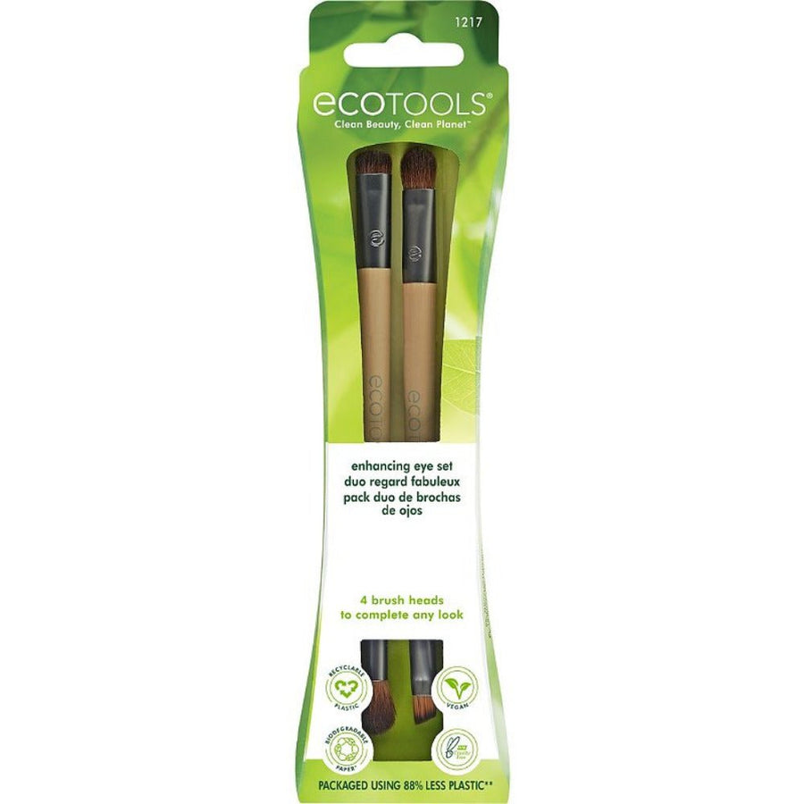 Ecotools Enhancing Eyeshadow Brush Duo Makeup Brush Set Tools 4 Different Brush Heads