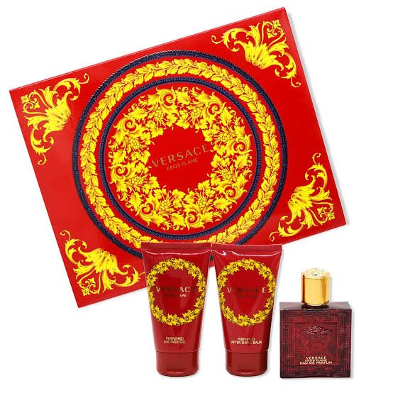 Versace Eros Flame Men 50ml Perfume Gift Set 1.7oz 50ml EAU DE PARFUM SPRAY, with Body Lotion and Shower Gel