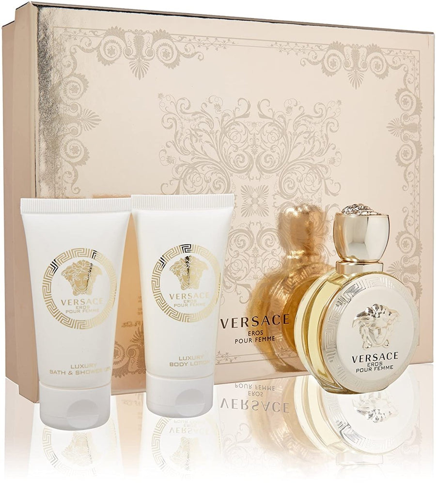 Versace Eros Pour Femme Women Perfume Gift Set 1.7oz 100ml EAU DE TOILETTE SPRAY  