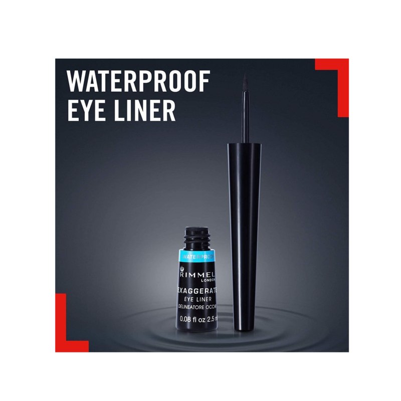 Rimmel Exaggerate Waterproof Eye Liner 2.5ml, Waterproof, Smudge-Proof, Flake-Proof, Smear-Proof and Run-Proof #color_003 Black