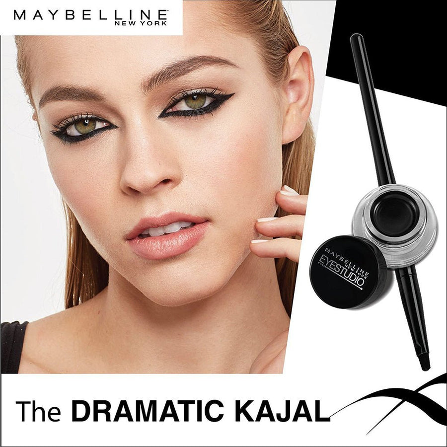 Maybelline Eyestudio Lasting Drama Gel Eyeliner Black 0.106oz 3g Matte, 24 Hours Intense Color 