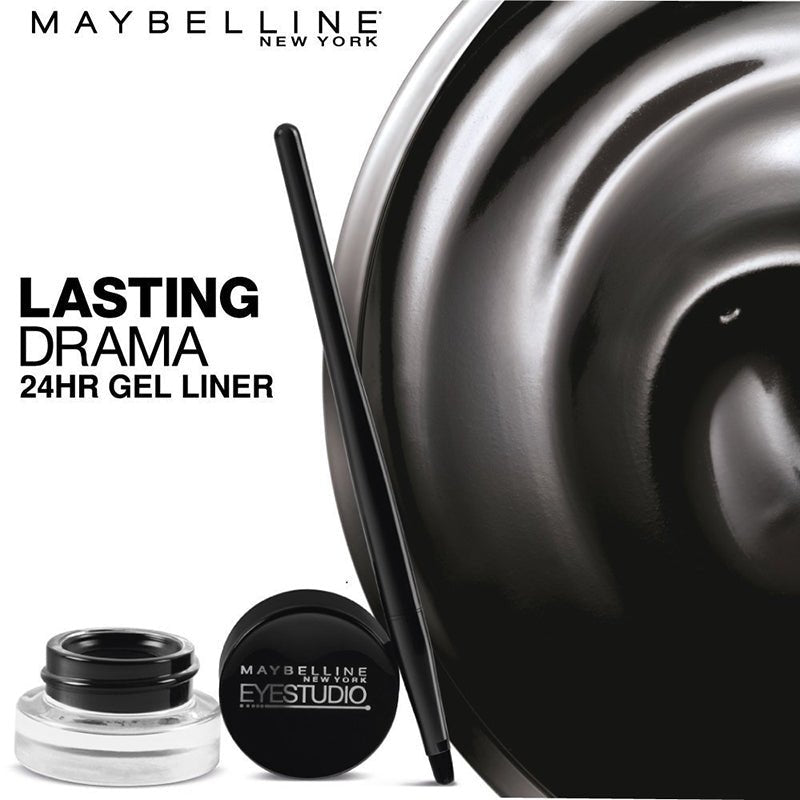 Maybelline Eyestudio Lasting Drama Gel Eyeliner Black 0.106oz 3g Matte, 24 Hours Intense Color 