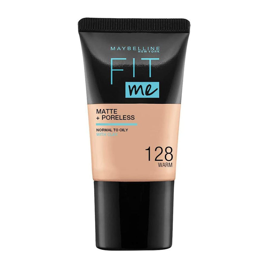 Maybelline Fit Me! Matte + Poreless Foundation 18ml, Ultra-Blendable Liquid, Natural Matte Finish #color_128 Warm Nude