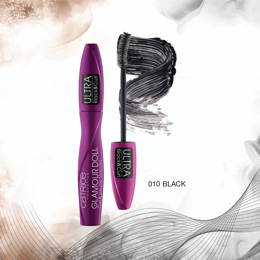 Catrice Glam & Doll Curl & Volume Mascara Deep Black Texture 0.34oz 10ml Ultra Black & Curl 