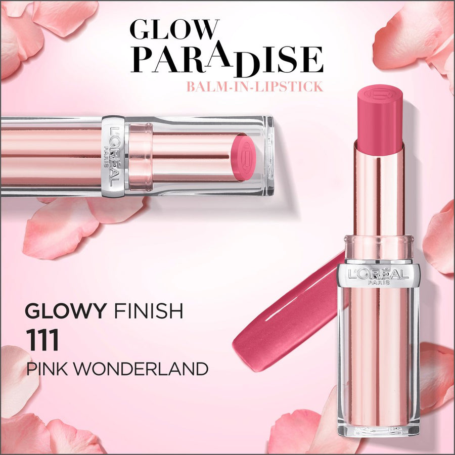 L'Oreal Paris Glow Paradise Lipstick 3g Intense Color, Satin Finish, Hydrating #color_111 pink Wonderland