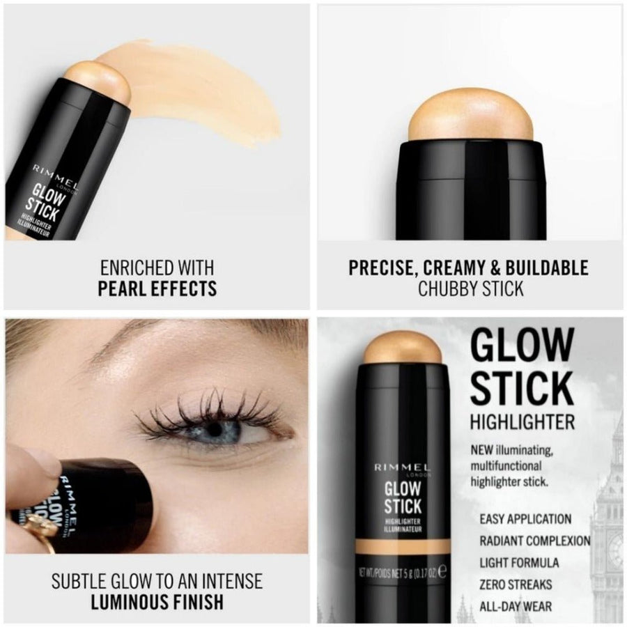 Rimmel Glow Stick highlighter5g, Ultra-Smooth Creamy, Pearl Effects