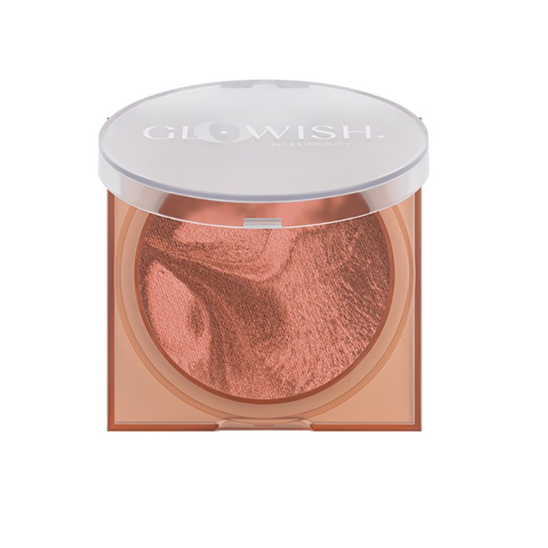 Huda Beauty GloWish Soft Radiance Bronzing Powder Fragrance-Free, Vitamin E, Shea Butter, Red Bell Pepper Extract, Damascus Rose Oil #color_04 Deep Tan