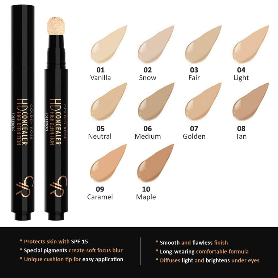 Golden Rose HD Concealer High Definition Under-Eye Circles, Flawless Appearance