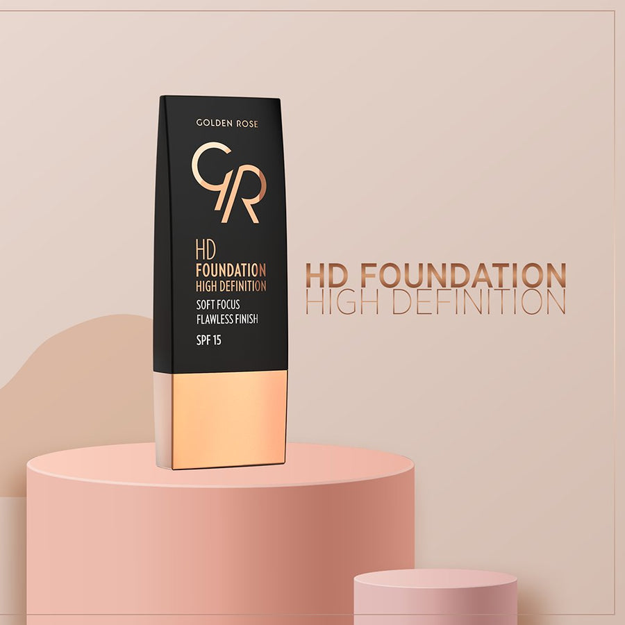 Golden Rose HD Foundation High Definition Creamy, Moisture Rich, Oil Free Formula, Medium Coverage, Even Skin Tone