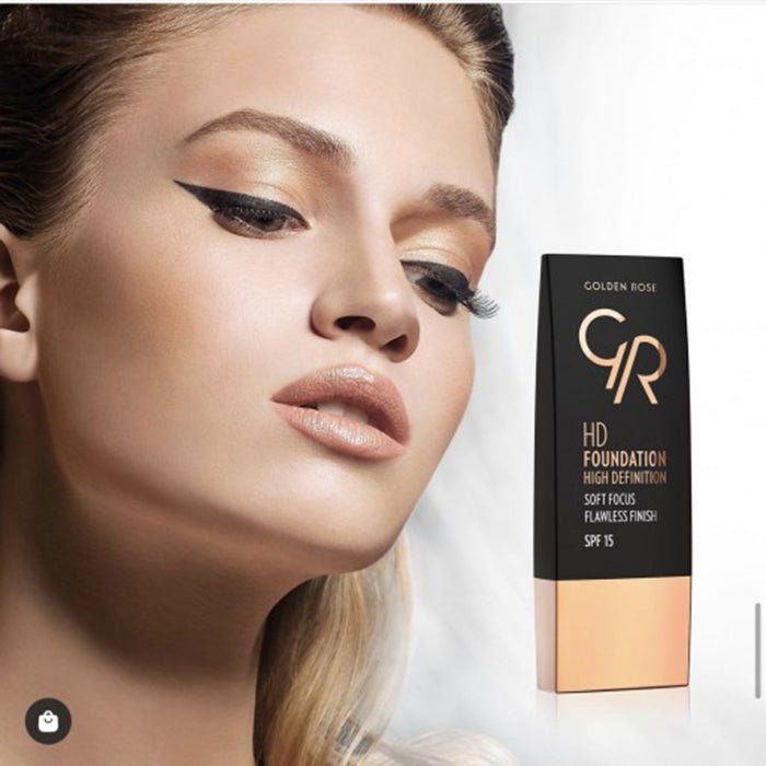 Golden Rose HD Foundation High Definition Creamy, Moisture Rich, Oil Free Formula, Medium Coverage, Even Skin Tone