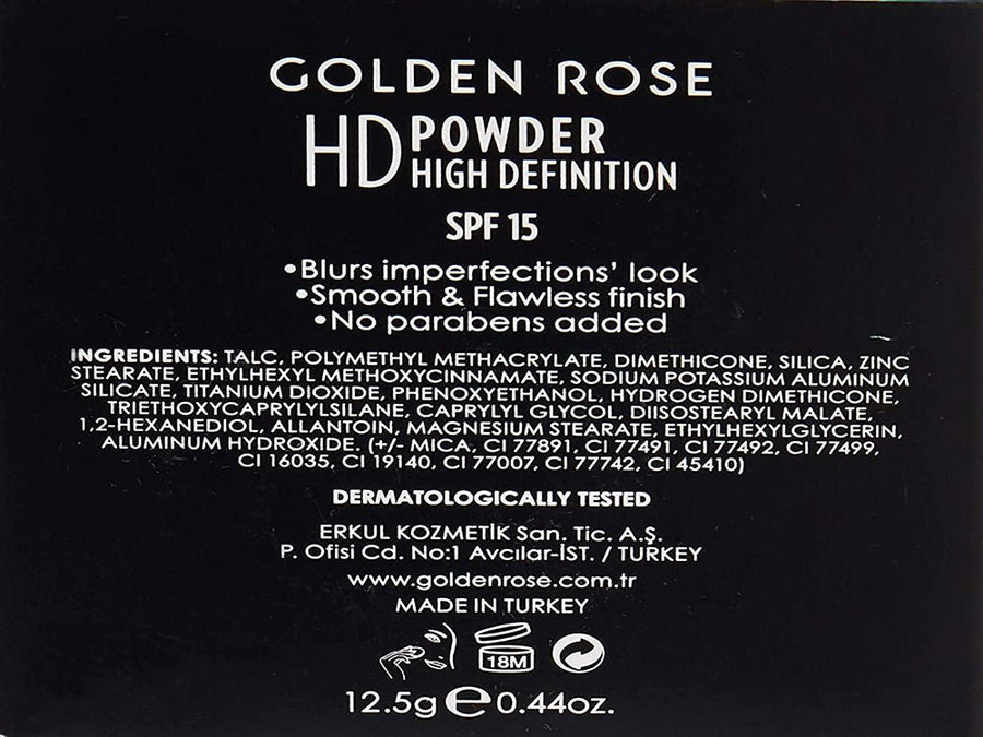 Golden Rose HD Powder High Definition Flawless Finish, Reduces Imperfections