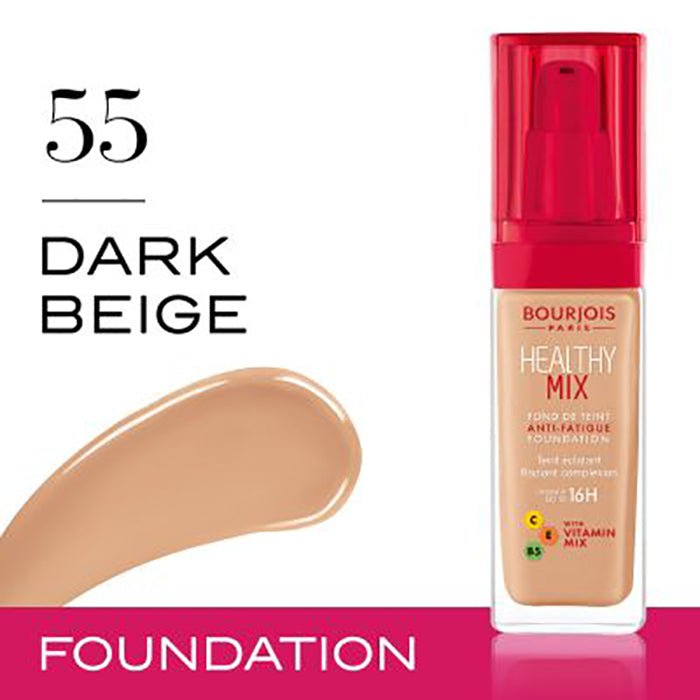 Bourjois Healthy Mix Foundation 1.0oz 30ml Buildable Smooth Matte Finish #color_N55 Dark Beige