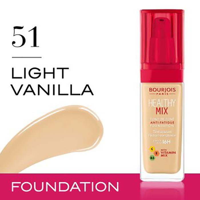 Bourjois Healthy Mix Foundation 1.0oz 30ml Buildable Smooth Matte Finish #color_51 Vanille Clair