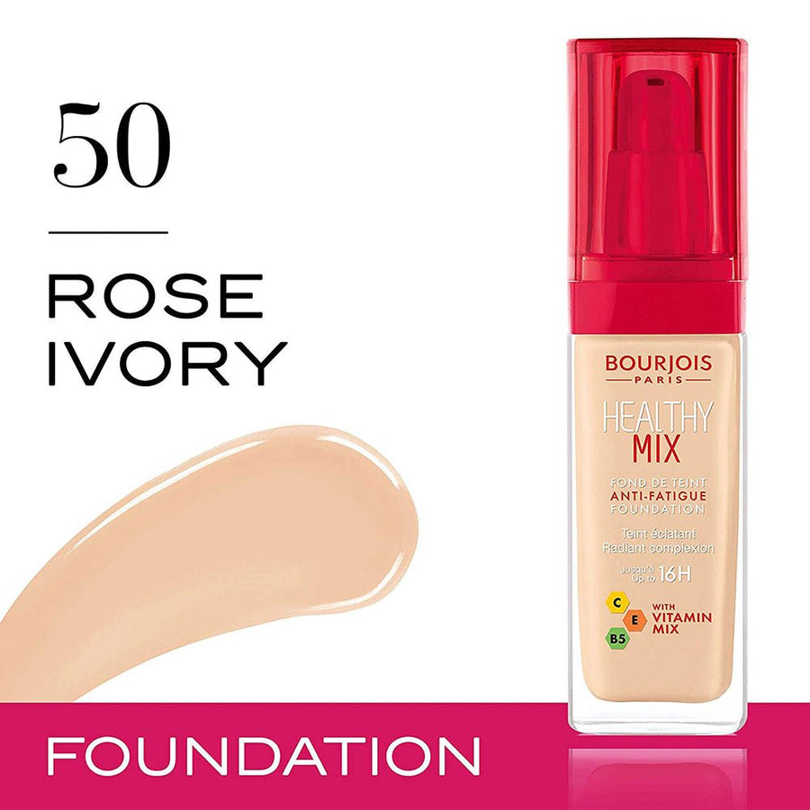 Bourjois Healthy Mix Foundation 1.0oz 30ml Buildable Smooth Matte Finish #color_50 Rose Ivory