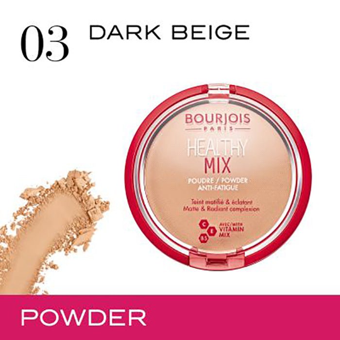 Bourjois Healthy Mix Powder 0.28oz 8g Buildable Smooth Matte Finish #color_03 Dark Beige