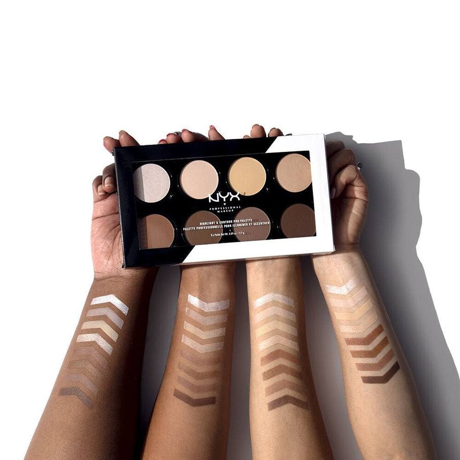 NYX Highlight & Contour Pro Palette 8x2.7g Highlighters Palette, Eight Shades, Highlighting and Contouring