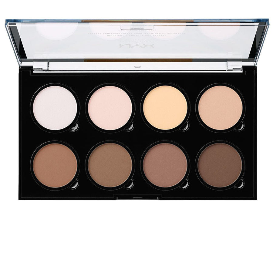 NYX Highlight & Contour Pro Palette 8x2.7g Highlighters Palette, Eight Shades, Highlighting and Contouring