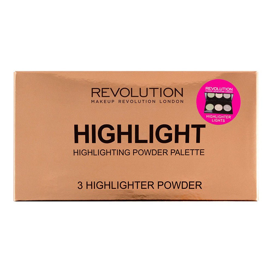 Revolution Highlight Powder Palette, 3 Best Selling Highlighters, Peach Lights, Pink Lights, Golden Lights