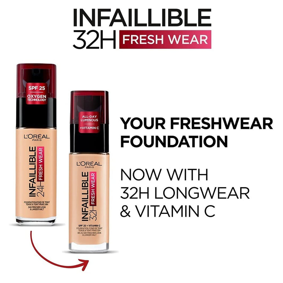 L'Oreal Infallible 24H Liquid Foundation 30ml 30ml, Hydrating, Waterproof, Full Coverage Base