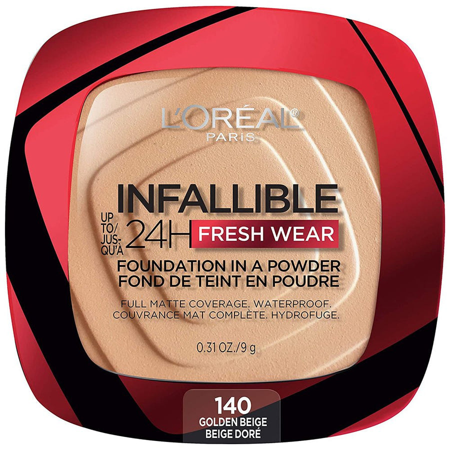 L'Oreal Infallible 24H Fresh Wear Powder Foundation 9g, Mattifies, Flawless Fresh Look #color_140 Golden Beige