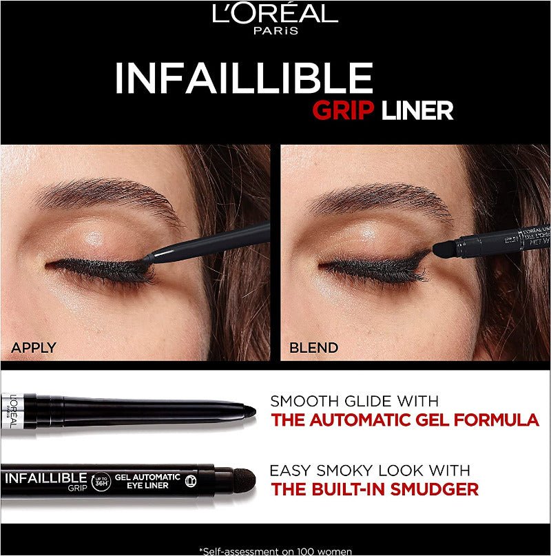 L'Oreal Infallible Gel Grip 36H Auto Liner Waterproof 8.64ml Gel Formula, Non-Smudging, up to 36 Hours #color_Black