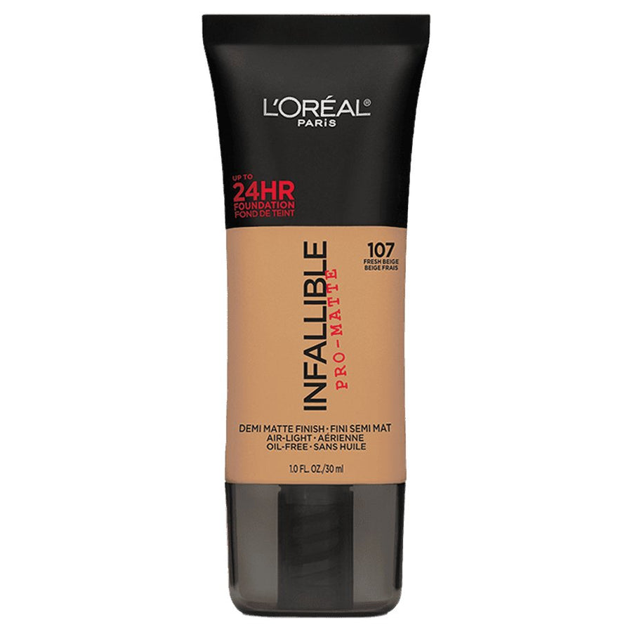 L'Oreal Paris Infallible Pro Matte 24H Foundation 30ml, Lightweight, Creamy Foundation, SFP #color_107 Fresh Beige