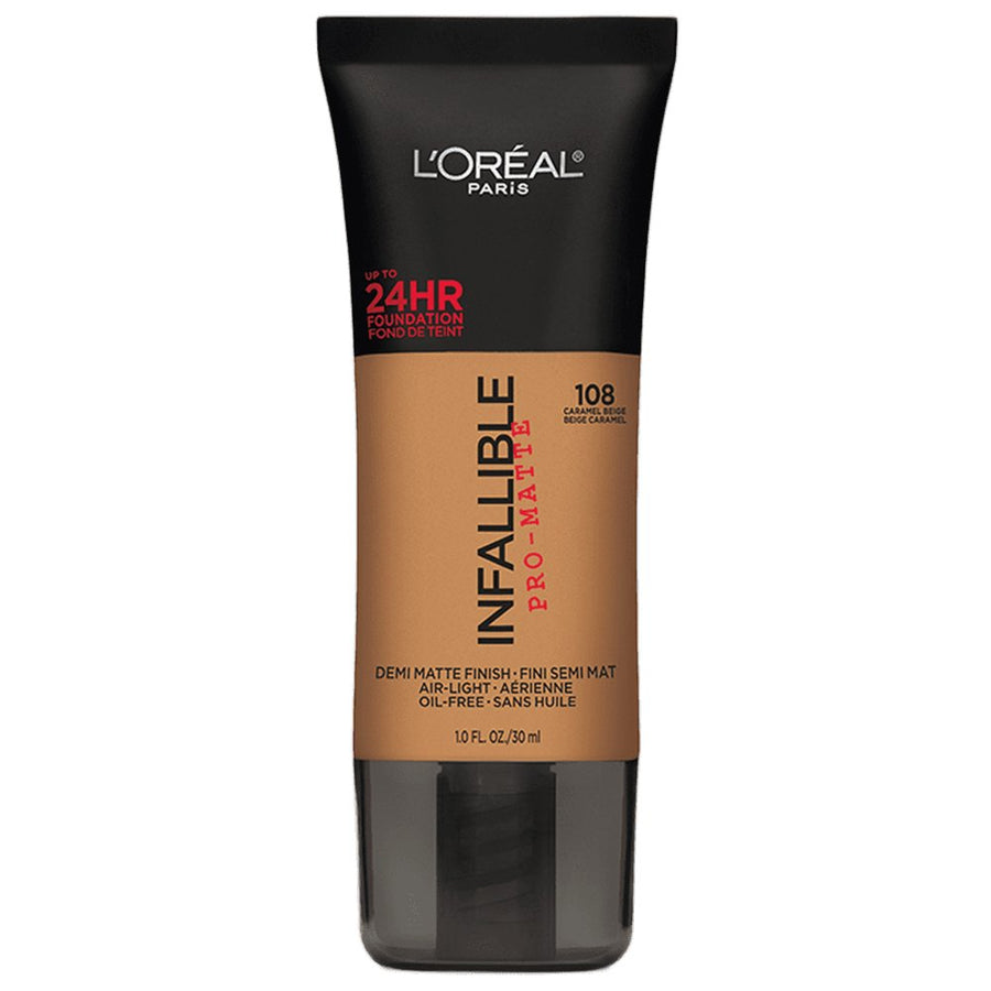 L'Oreal Paris Infallible Pro Matte 24H Foundation 30ml, Lightweight, Creamy Foundation, SFP #color_108 Caramel Beige