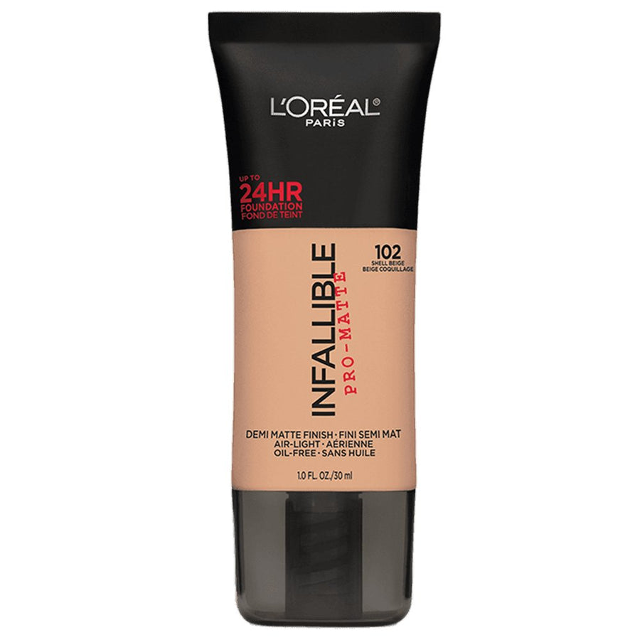 L'Oreal Paris Infallible Pro Matte 24H Foundation 30ml, Lightweight, Creamy Foundation, SFP #color_102 Shell Beige