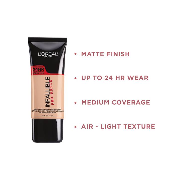 L'Oreal Paris Infallible Pro Matte 24H Foundation 30ml, Lightweight, Creamy Foundation, SFP