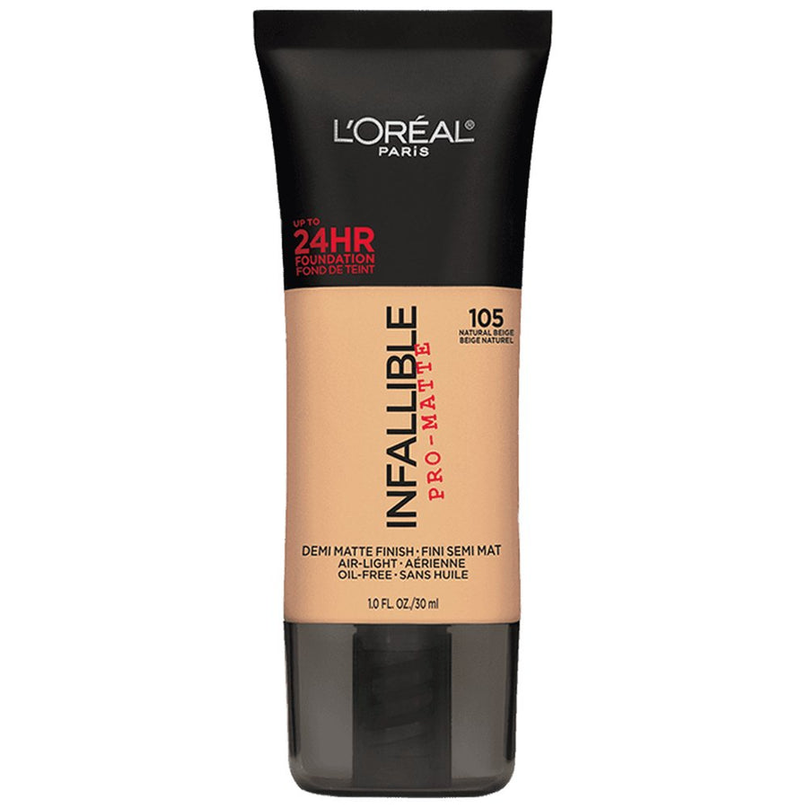 L'Oreal Paris Infallible Pro Matte 24H Foundation 30ml, Lightweight, Creamy Foundation, SFP #color_105 Natural Beige