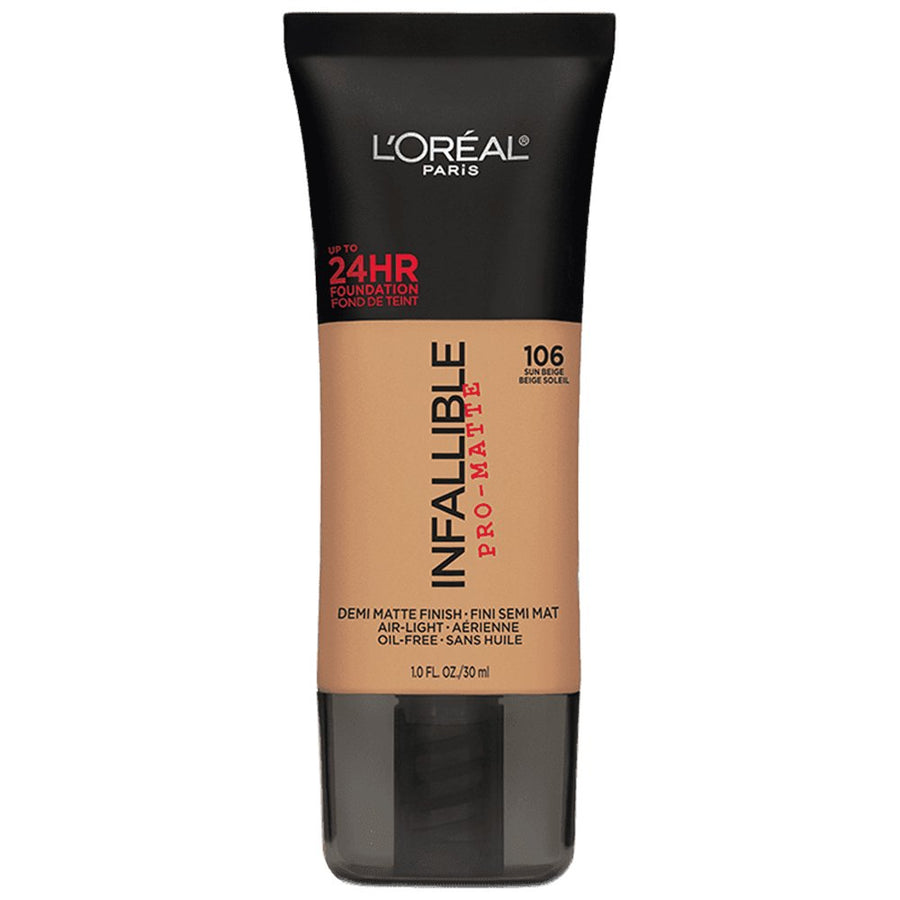 L'Oreal Paris Infallible Pro Matte 24H Foundation 30ml, Lightweight, Creamy Foundation, SFP #color_106 Sun Beige