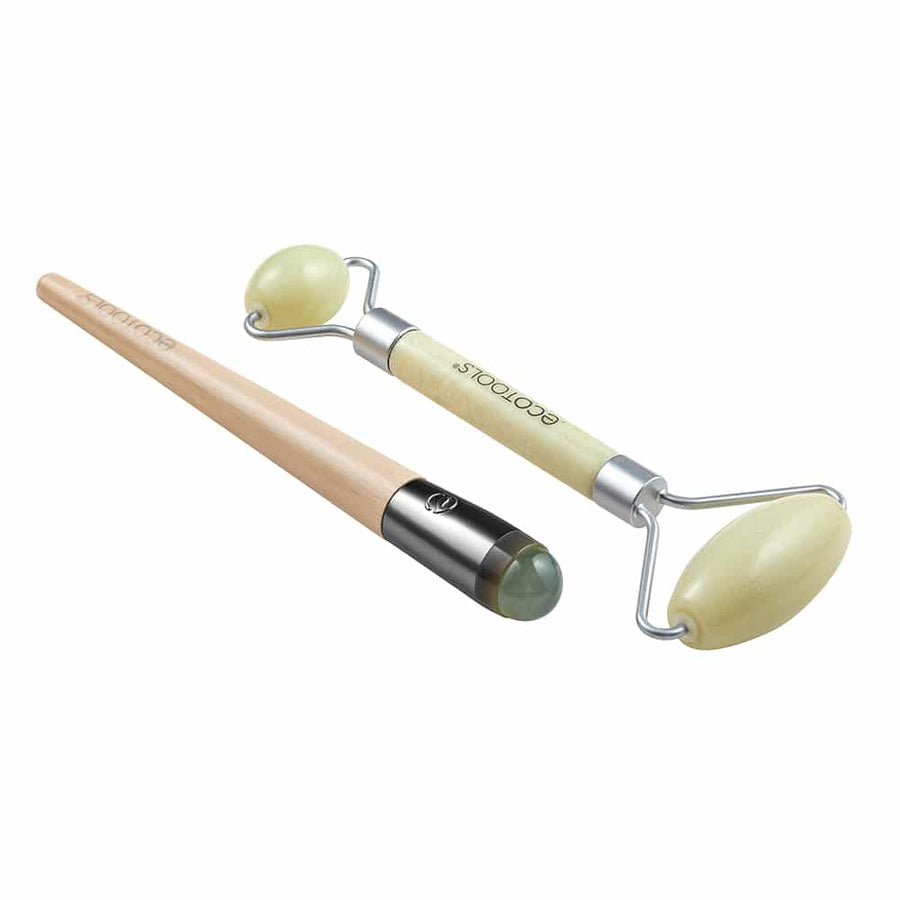 Ecotools Jade Roller Duo Skin Care Rollers Tools Reduce Puffiness and Smooth the Skin