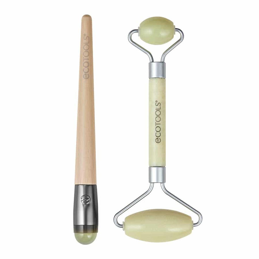 Ecotools Jade Roller Duo Skin Care Rollers Tools Reduce Puffiness and Smooth the Skin