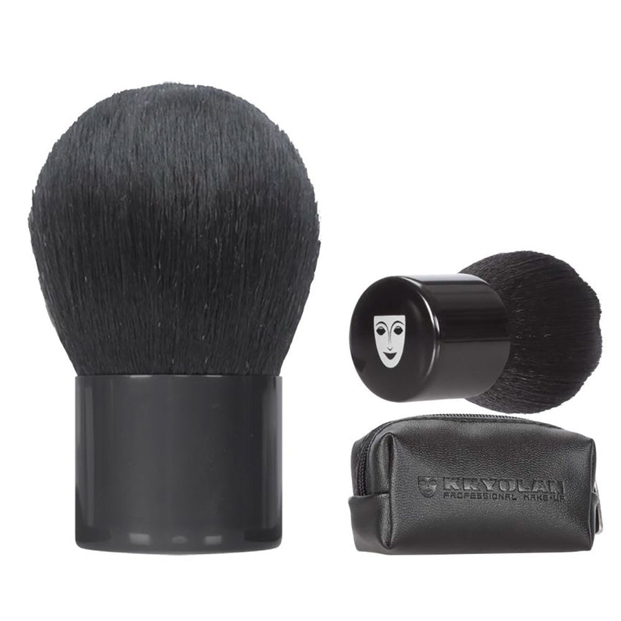 Kryolan Kabuki Bag Brush Makeup Brushes, Half-Round Synthetic Brush, Powder Application