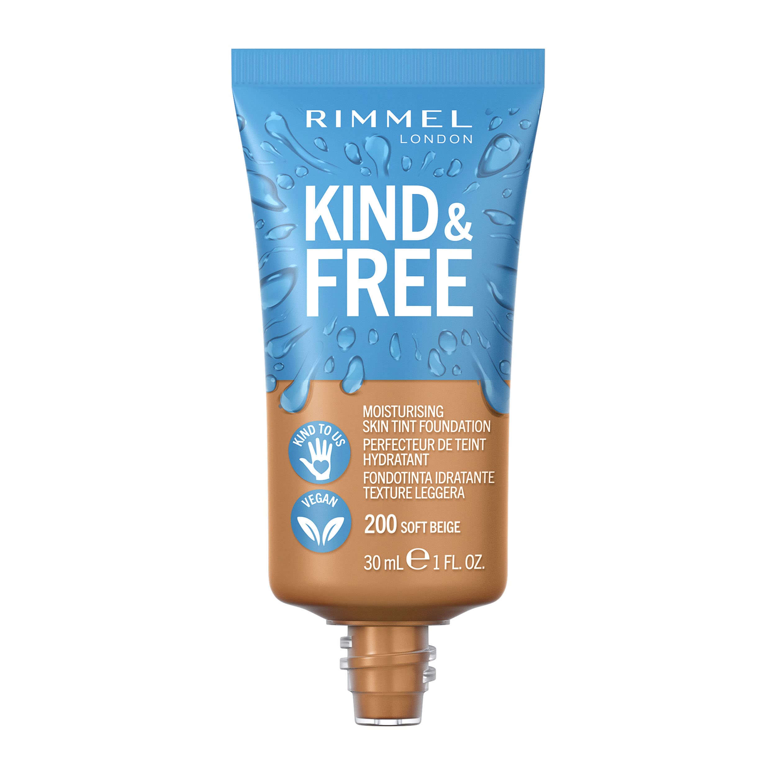 Rimmel Kind & Free Moisturising Skin Tint Foundation 30ml, Lightweight, Sheer Formula #color_.200 Soft Beige