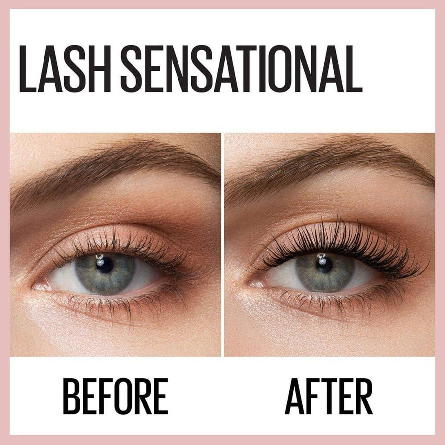 Maybelline Lash Sensational Mascara Black 0.32oz 9.5ml, Rose Hip Oil, Fanning Brush