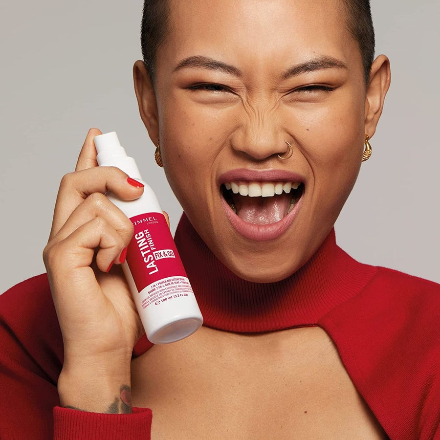 Rimmel Lasting Finish Fix & Go 2 in 1 Primer & Setting Spray 100ml, Keep Makeup in Place 8 Hours