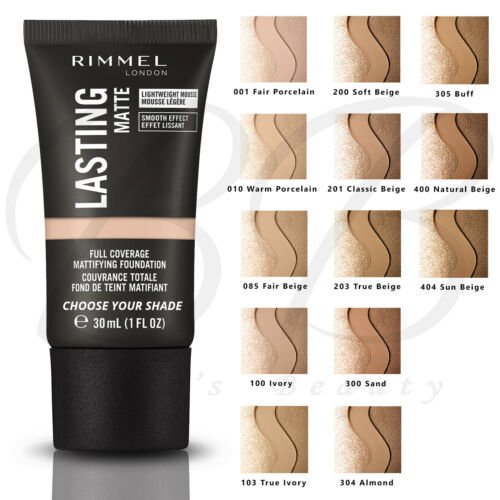 Rimmel Lasting Matte Foundation30ml, Full, Flawless Coverage, Lightweight Mousse Formula