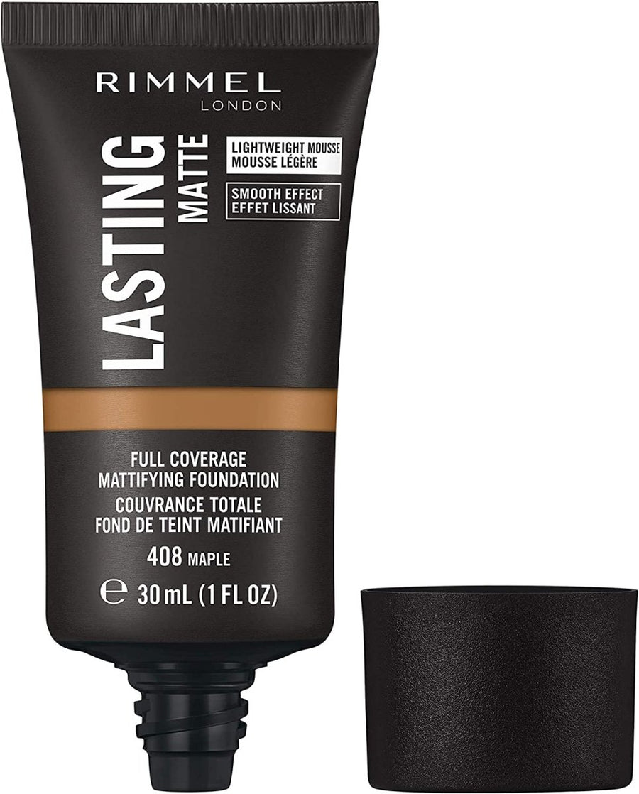 Rimmel Lasting Matte Foundation30ml, Full, Flawless Coverage, Lightweight Mousse Formula #color_408 Maple